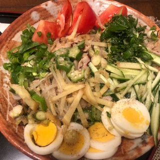 もやしとオクラの冷やしうどん。No.536